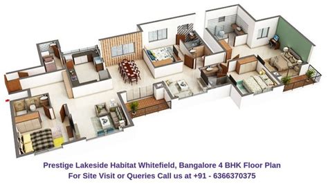 Prestige Lakeside Habitat Whitefield, Bangalore 4 BHK Floor Plan - Regrob