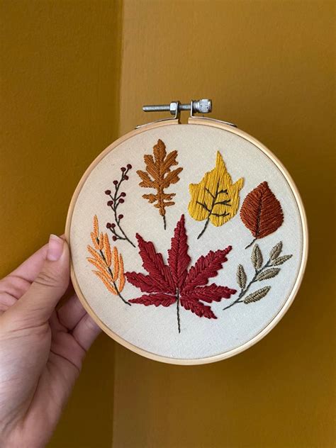 Fall Leaves Embroidery - Etsy