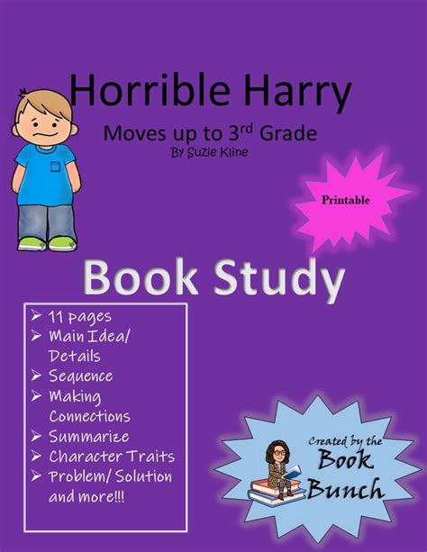 Horrible Harry Moves Up to 3rd Grade by Suzy Kline- Book Study | Book study, 3rd grade books ...