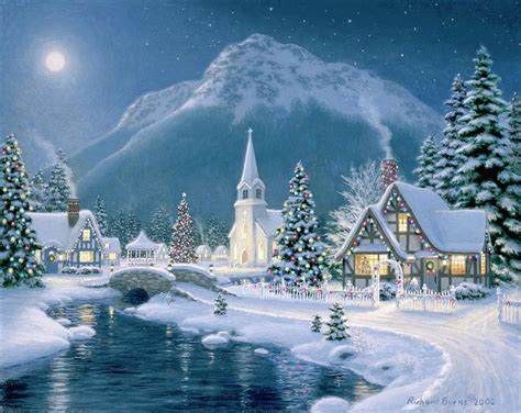 Christmas Village Painting by Richard Burns - Pixels