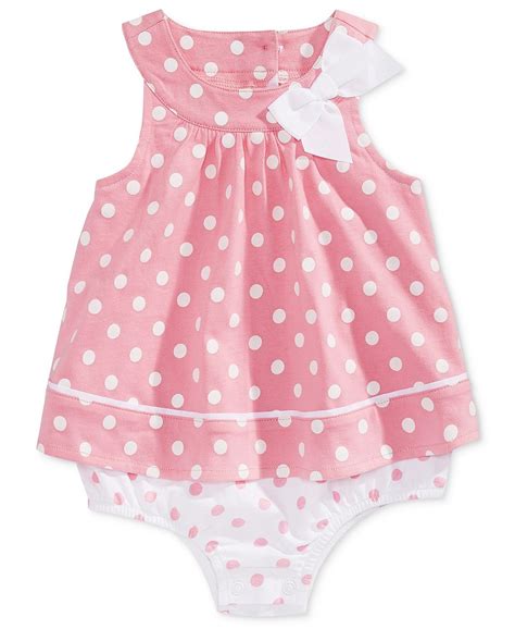 First Impressions Baby Girls Dot-Print Cotton Skirted Romper, Created ...