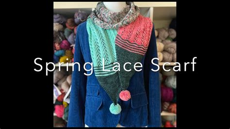 How to Knit Spring Lace Scarf Stitch Tutorial Knitting m1R m1L skpo ...