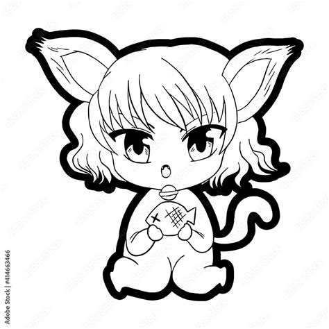 Anime Neko Girl Coloring Pages