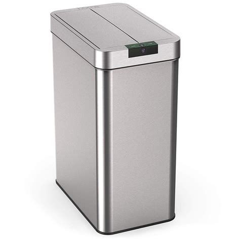 hOmeLabs 13 Gallon Automatic Trash Can for Kitchen - Stainless Steel Garbage Can with No Touch ...