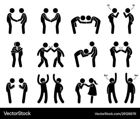 People meeting and greeting gestures etiquette Vector Image