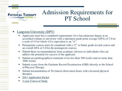 Physical Therapy School Requirements