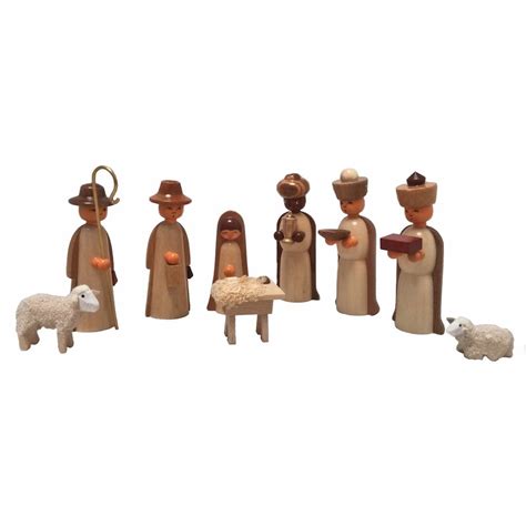 German Wood Miniature Nativity Scene Figurine Set of 9 Wood Box Made in Germany - Walmart.com ...