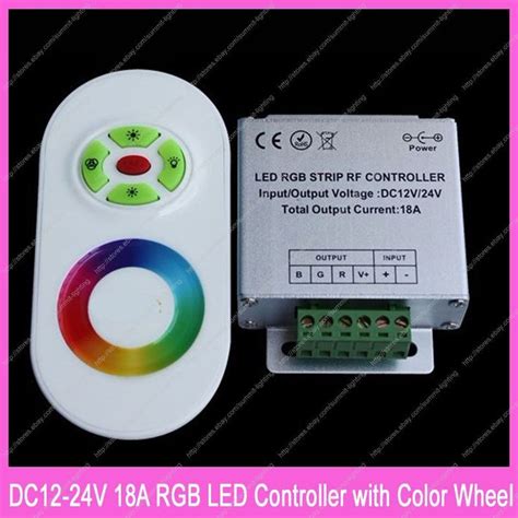 DC12V-24V 18A RGB LED Controller Aluminum Box with RF 5 Key Half Touch Wireless Remote & Color ...