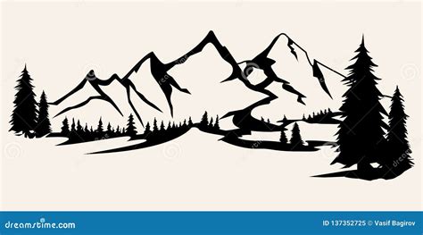 Mountains Silhouettes. Mountains Vector, Mountains Vector of Outdoor Design Elements, Mountain ...