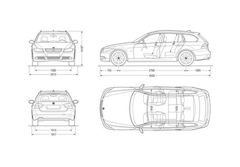 Download drawing BMW 3-Series E91 Touring Wagon 2007 in ai pdf png svg formats