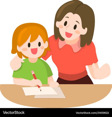 Mother teaching her children Royalty Free Vector Image