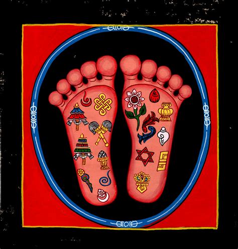 Auspicious Ashtamangala Symbols on Lotus Feet