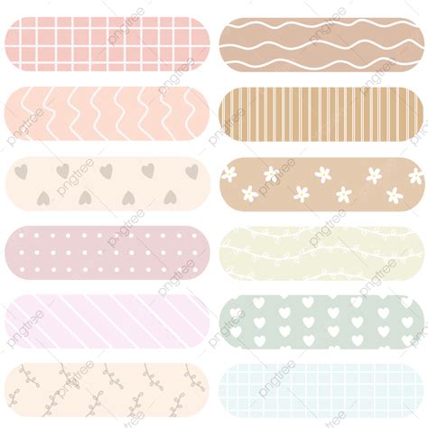 the different patterns and colors of hair ties in pastel tones, with hearts on them