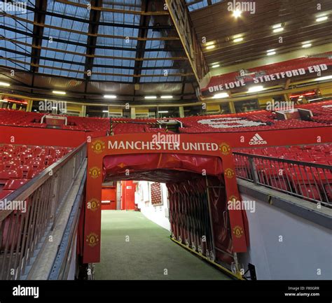 Manchester United,Old Trafford,Players Tunnel and Stretford End Stock Photo, Royalty Free Image ...