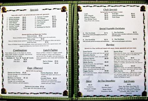 Menu at Los Arcos Mexican Grill restaurant, Salem