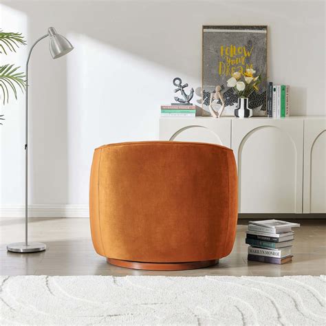 Elise Orange Velvet Swivel Chair – Harwin Furniture