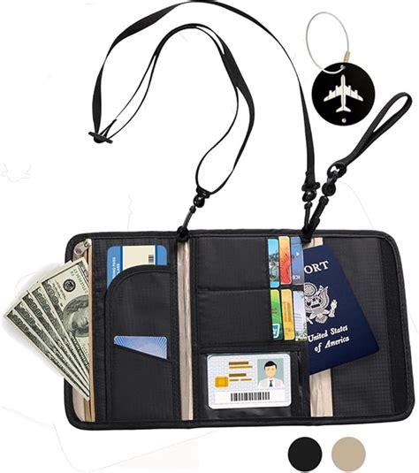 VEBE Neck Passport Holder Case RFID Blocking Travel Wallet Ticket ...