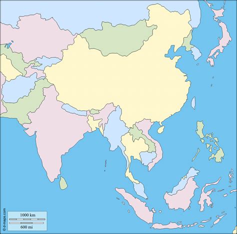 blank colored map asia | Asia map, Map, Free maps