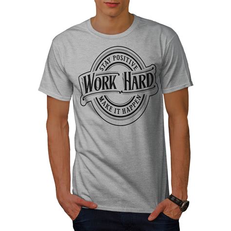 Wellcoda Work Hard Mens T-shirt, Positive Slogan Graphic Design Printed Tee | eBay