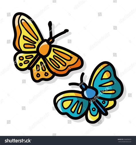 Butterfly Color Doodle Stock Vector (Royalty Free) 306856655 | Shutterstock