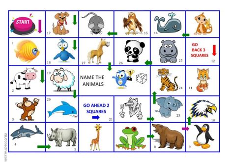 Animals board game board game: English ESL worksheets pdf & doc