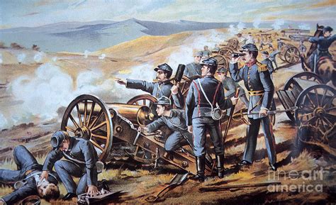 Federal field artillery in action during the American Civil War Painting by American School ...