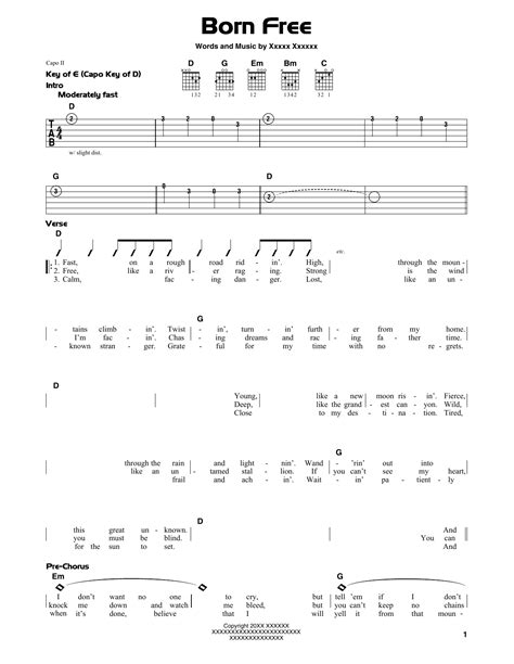 Born Free by Kid Rock - Guitar Lead Sheet - Guitar Instructor