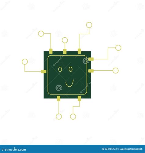 Cartoon microchip icon stock vector. Illustration of science - 234755773