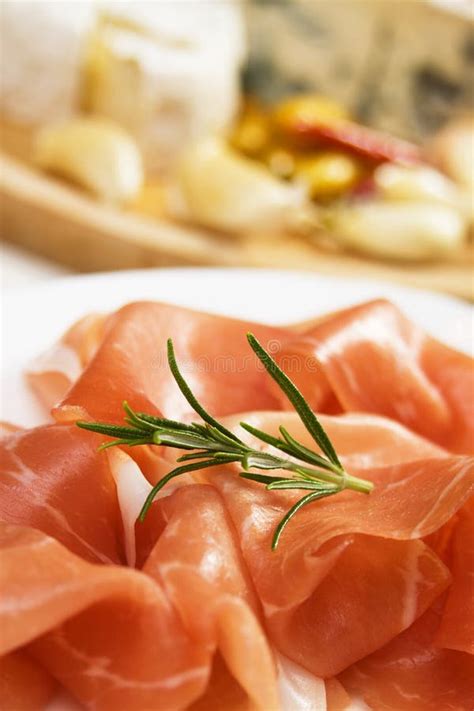 Prosciutto, Italian Cured Ham Stock Photo - Image of sliced, vertical: 14503380