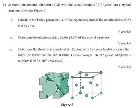 Solved b) At room temperature, aluminium (Al) with the | Chegg.com