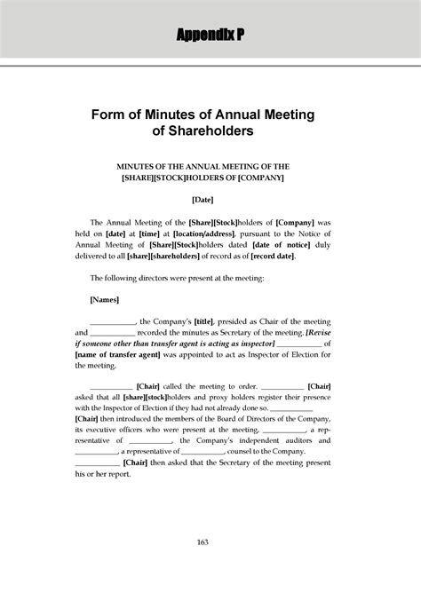 Llc Annual Meeting Minutes Template