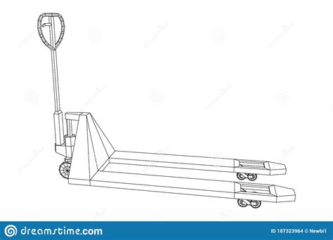 Hand Pallet Jack Lift. Manual Forklift Stock Vector - Illustration of pump, equipment: 187323964