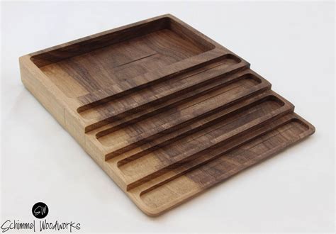 Cherry or Walnut wood Pen tray with Desk Organizer. Pen tray