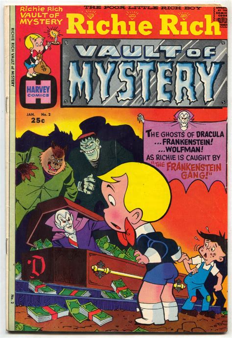 Richie Rich Vault of Mystery #2 1975- Dracula Frankenstein cover: (1975 ...