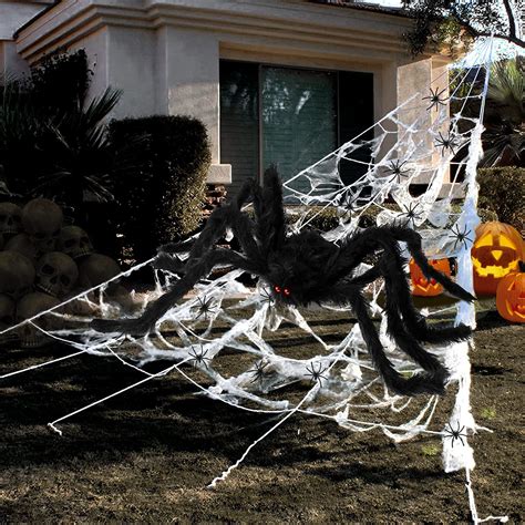 Husfou Giant Spider Web Decorations, Large 23ft x 16ft, Fake Yard House Halloween Decor for ...