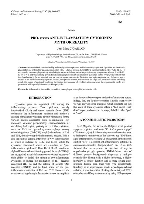 (PDF) Pro- versus anti-inflammatory cytokines: Myth or reality