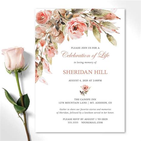 Template Free Printable Celebration Of Life Invitations