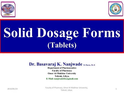 Solid dosage forms (tablets)