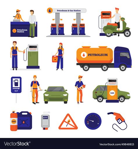 Gas station set Royalty Free Vector Image - VectorStock