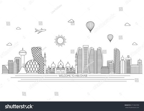 Abu Dhabi Detailed Skyline Travel Tourism Stock Vector (Royalty Free ...