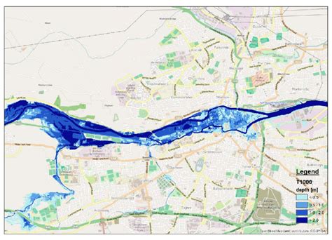 Flood map of the 1/1000 year flooding near Cork (based on [39 ...