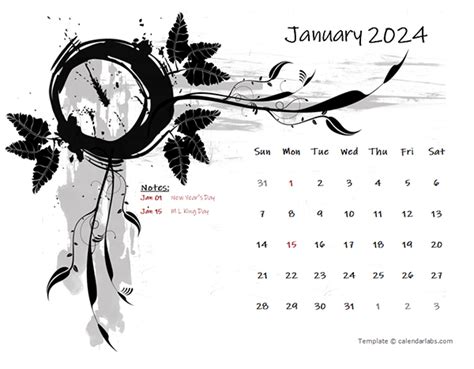 2024 Monthly Calendar Design Template - Free Printable Templates