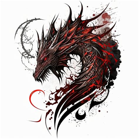 Dragon Tattoo Design White Background PNG File Download High Resolution ...