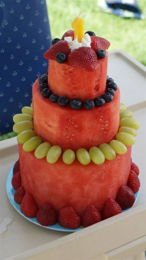 Watermelon cake, made for my son's first birthday. | Fruit birthday cake, Fruit cake