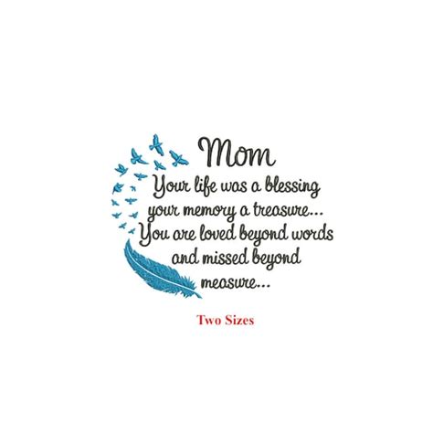 Mom Remembrance Quotes Machine Embroidery Design / Your Life | Etsy