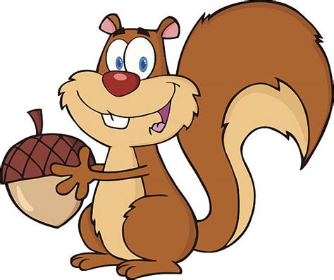 Cute Squirrel With Nut Cartoon