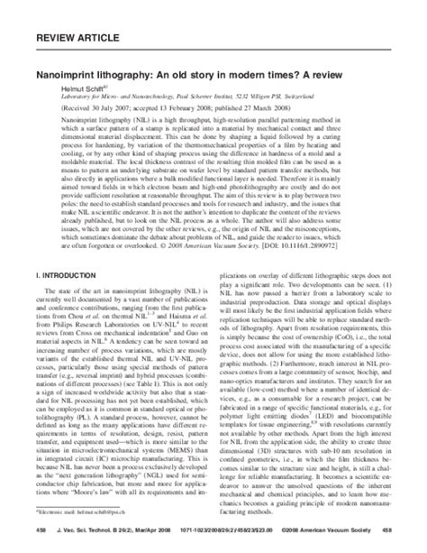 (PDF) Nanoimprint lithography: An old story in modern times? A review ...