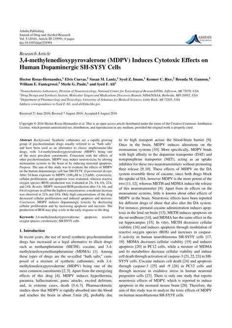 (PDF) 3,4-methylenedioxypyrovalerone (MDPV) Induces Cytotoxic Effects ...