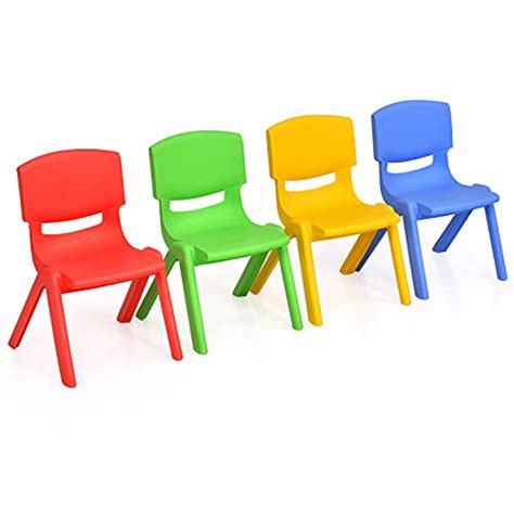 Costzon Kids Chairs, Stackable Plastic Learn and Play Chair for School Home Play Room, Colorful ...