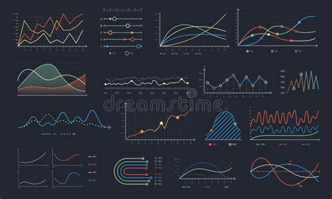 Line Graph. Linear Chart Growth, Business Diagram Graphs and Colorful ...